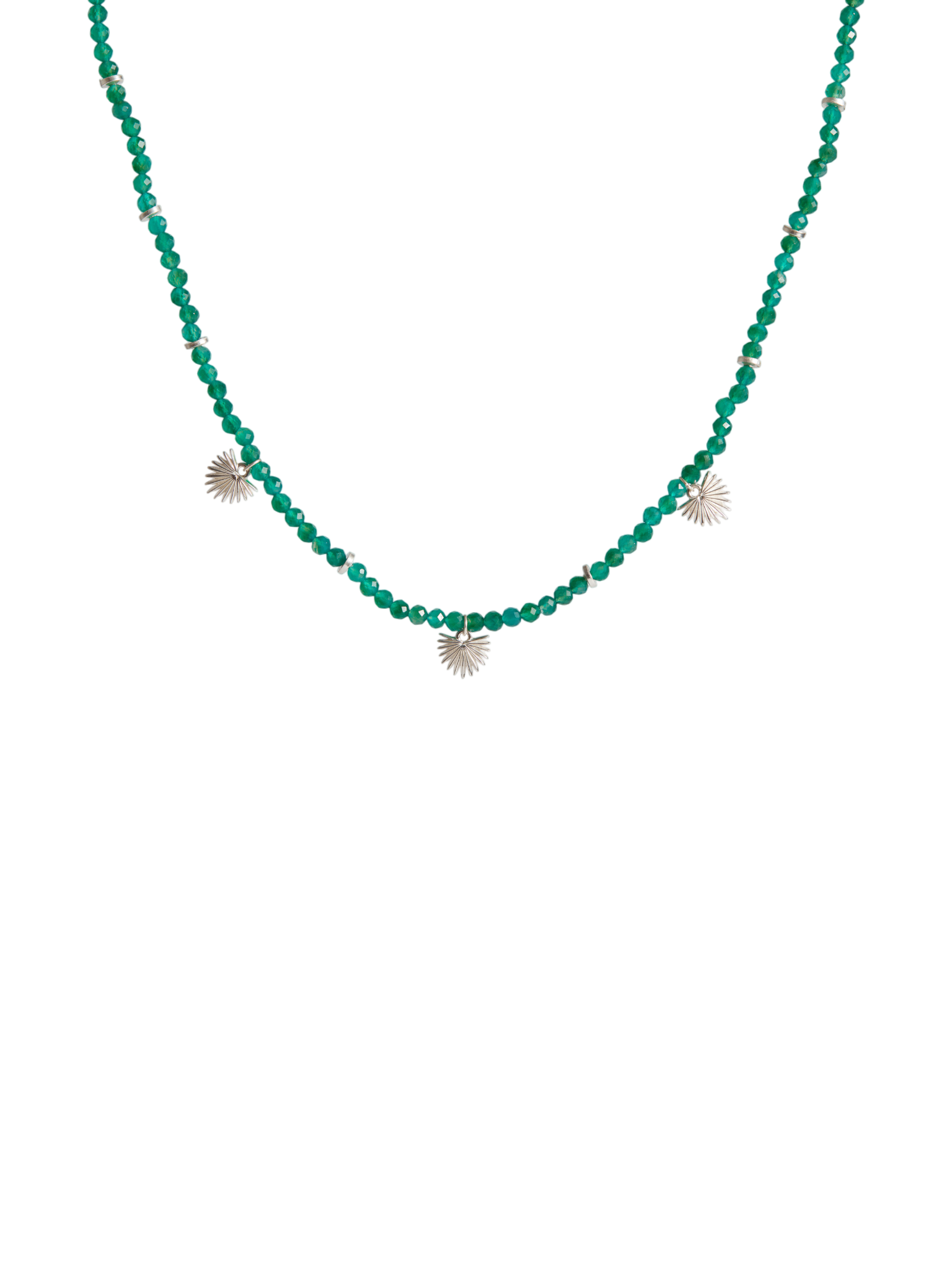 Ishtar necklace green onyx silver